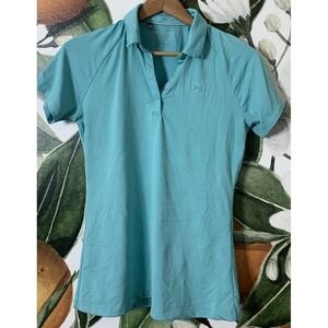 Under Armour Womens Small Gree Short Sleeve Polo Shirt Fitted